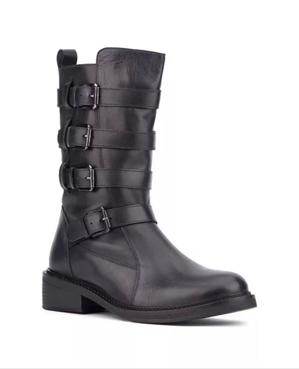 Vintage Foundry Co. Women's Leather Buckle Ulan Ankle Boots Black Size 8 NWOT